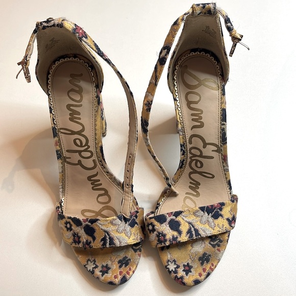 Sam Edelman Shoes - Sam Edelman Yaro Heeled Sandal Tuscan Yellow/Gold Floral Heeled Sandal Size 8